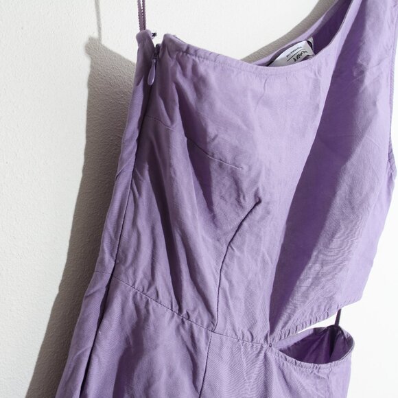& Other Stories Cutout One-Shoulder Midi Dress Lilac Purple Linen Slit Size 4 - Picture 7 of 16